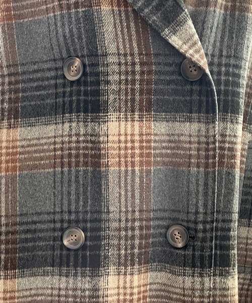 classicalelf（クラシカルエルフ）の「チェック柄LOVER。レトロチェック柄ロング丈ダブルコート（チェスターコート・レディース・ブラウン/グレー・SMALL/MEDIUM/LARGE/X-LARGE）」の20枚目の写真