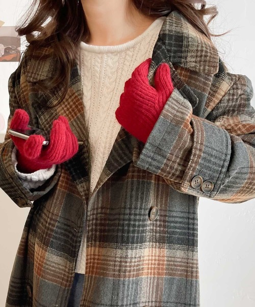 classicalelf（クラシカルエルフ）の「チェック柄LOVER。レトロチェック柄ロング丈ダブルコート（チェスターコート・レディース・ブラウン/グレー・SMALL/MEDIUM/LARGE/X-LARGE）」の14枚目の写真