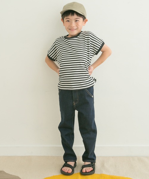 FORK&SPOON（フォークアンドスプーン）の「『親子リンク』FORK&SPOON　ボーダーワイドTシャツ(KIDS)（Tシャツ/カットソー・キッズ・ホワイト系その他/ブラック系その他・120/105/135）」の4枚目の写真