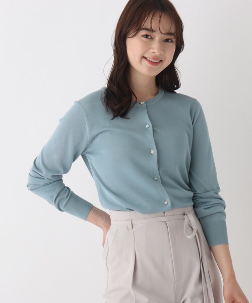 index(インデックス)の「◆コットンアセテート丸首多ボタンカーディガン【WEB限定アイテム】(カーディガン/ボレロ・レディース・ライトグレー/ブラック/パープル/ネイビー/グリーン/ホワイト系・40/38/42/36)」の5枚目の写真