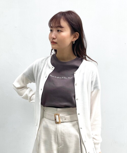 index(インデックス)の「◆コットンアセテート丸首多ボタンカーディガン【WEB限定アイテム】(カーディガン/ボレロ・レディース・ライトグレー/ブラック/パープル/ネイビー/グリーン/ホワイト系・40/38/42/36)」の2枚目の写真