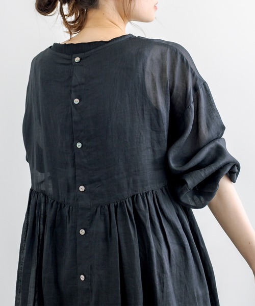 美品✨ ピュアルセシン 麻　ラミー　前後着2way　ワンピース　黒 PUAL CE CIN（ピュアルセシン）の「【Du noir】ラミー2WAY