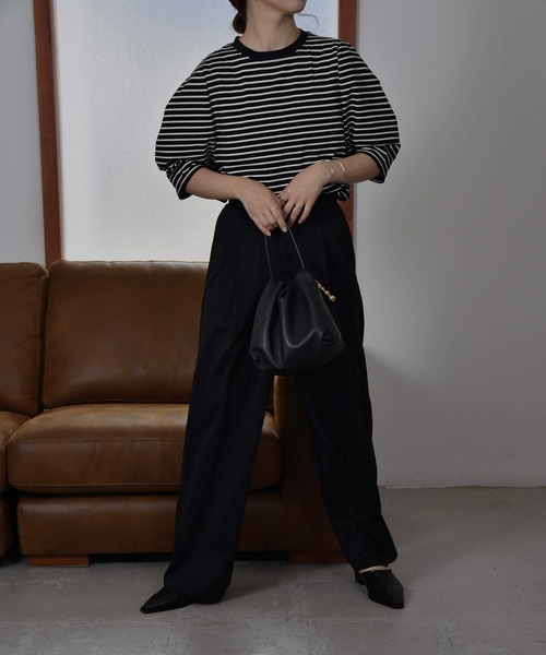 I_am（アイアム）の「basic stretch pants（その他パンツ・レディース・オフホワイト/ブラック・FREE）」の5枚目の写真