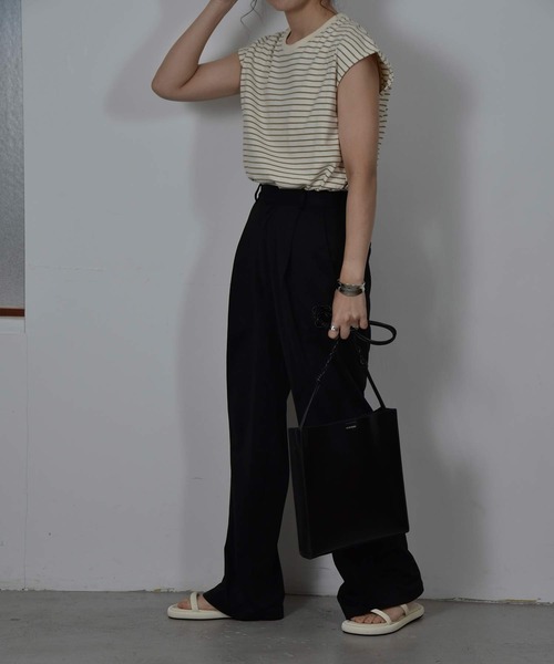 I_am（アイアム）の「basic stretch pants（その他パンツ・レディース・オフホワイト/ブラック・FREE）」の6枚目の写真