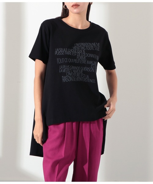 Settimissimo（セッティミッシモ）の「ランダムロゴバックロングプルオーバー（Tシャツ/カットソー・レディース・ブラック/オフホワイト・FREE）」の2枚目の写真