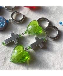 【schein】シルバー　クロス　ハート　ピアス(MA)