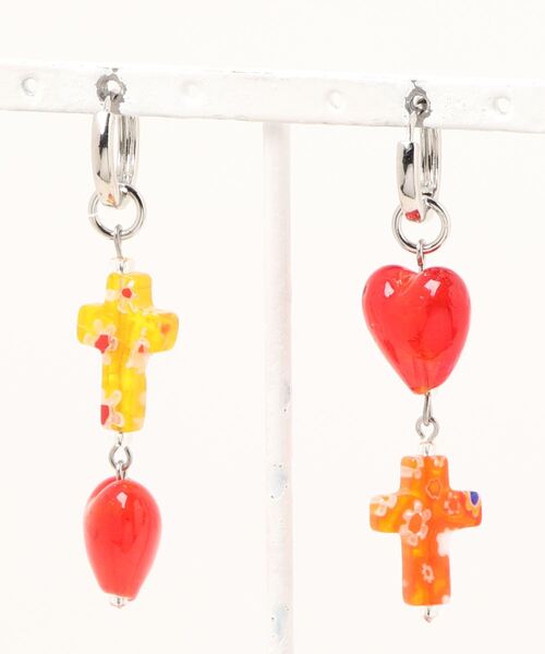 tone(トーン)の「【schein】シルバー クロス ハート ピアス(MA)(ピアス(両耳用)・レディース・グリーン/ライトグリーン/レッド/ゴールド/ブルー/ブラウン/ライトブルー/インディゴブルー/オレンジ系/エメラルド/クリア・FREE)」の20枚目の写真