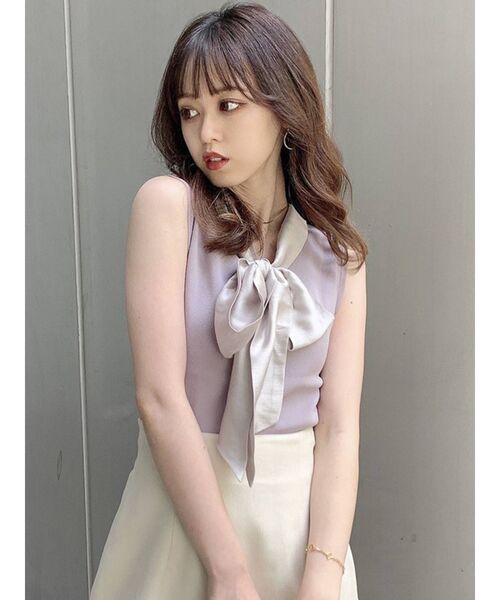 dazzlin(ダズリン)の「ボウタイノースリニットトップス(ニット/セーター・レディース・ブラック/パープル/グレー/モカ・FREE)」の16枚目の写真