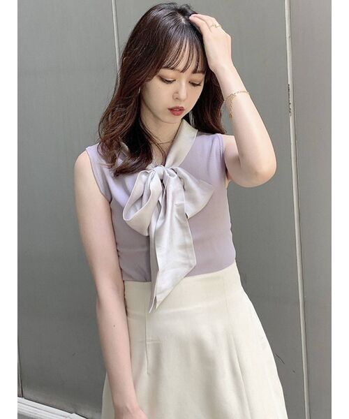 dazzlin(ダズリン)の「ボウタイノースリニットトップス(ニット/セーター・レディース・ブラック/パープル/グレー/モカ・FREE)」の17枚目の写真