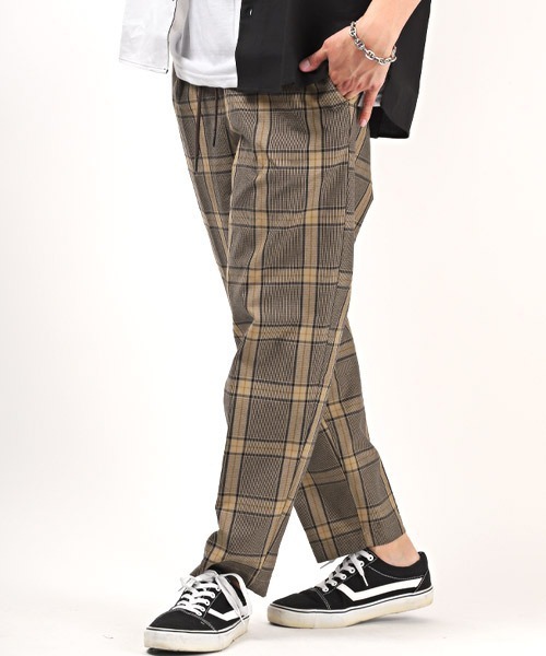 LUXSTYLE(ラグスタイル)の「T/Rワイドテーパードパンツ(スラックス・メンズ・その他/クリーム/ブラウン系その他/ベージュ系その他/グリーン系その他/グレー系その他・M/L)」の3枚目の写真