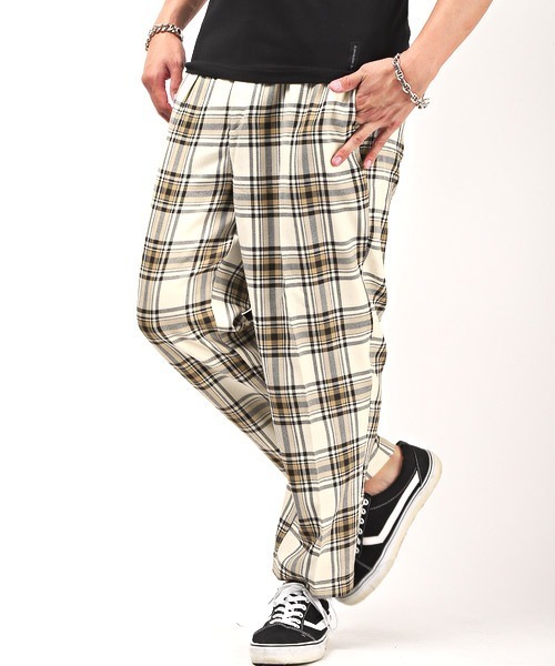 LUXSTYLE(ラグスタイル)の「T/Rワイドテーパードパンツ(スラックス・メンズ・その他/クリーム/ブラウン系その他/ベージュ系その他/グリーン系その他/グレー系その他・M/L)」の4枚目の写真