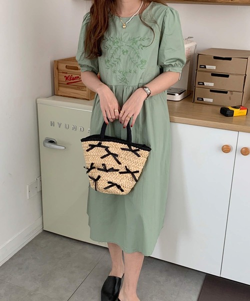 shopnikoniko(ショップニコニコ)の「リボン バスケット かごバッグ ミニ トートバッグ バレエコア(かごバッグ・レディース・ブラック/ピンク/ブルー・フリー)」の8枚目の写真