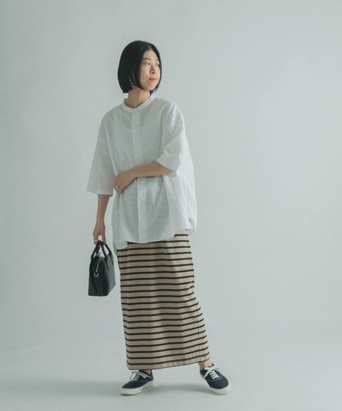 FORK&SPOON(フォークアンドスプーン)の「FORK&SPOON カットソーボーダースカート(スカート・レディース・ブラック系その他/ホワイト系その他・1/2)」の4枚目の写真