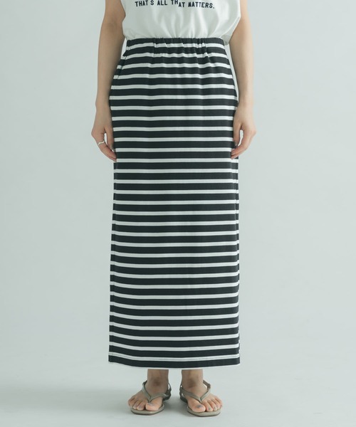 FORK&SPOON(フォークアンドスプーン)の「FORK&SPOON カットソーボーダースカート(スカート・レディース・ブラック系その他/ホワイト系その他・1/2)」の5枚目の写真