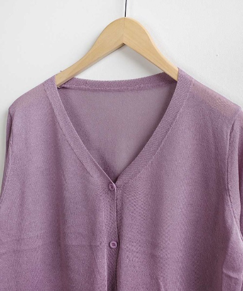 shopnikoniko（ショップニコニコ）の「カーディガン 秋冬 薄手 長袖 シアー ロング Vネック シアーカーディガン（カーディガン/ボレロ・レディース・ホワイト/ブラック/パープル/ピンク/ブルー・フリー）」の8枚目の写真