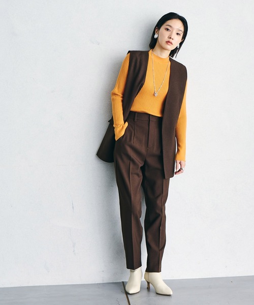 VIS(ビス)の「【吸湿発熱・エコベロ】リブ切替ハイネックニットプルオーバー【sustainable】(ニット/セーター・レディース・ブラック/オレンジ/ピンク/キナリ/ダークグリーン/グレー/イエロー系その他・FREE)」の8枚目の写真