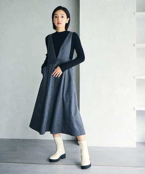 VIS(ビス)の「【吸湿発熱・エコベロ】リブ切替ハイネックニットプルオーバー【sustainable】(ニット/セーター・レディース・ブラック/オレンジ/ピンク/キナリ/ダークグリーン/グレー/イエロー系その他・FREE)」の14枚目の写真