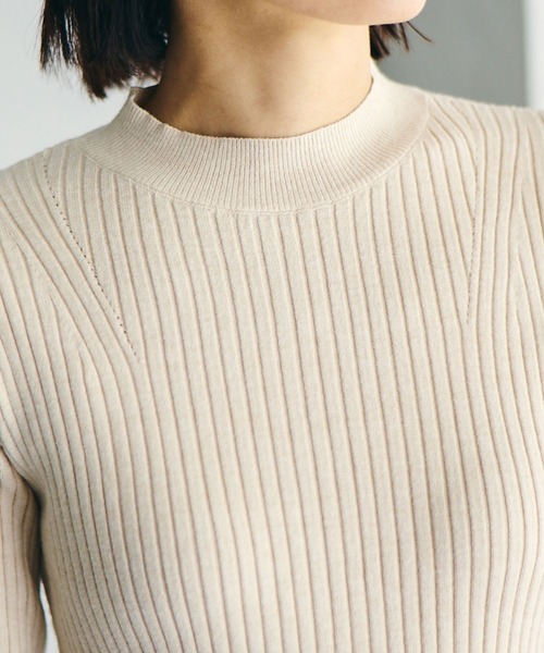 VIS(ビス)の「【吸湿発熱・エコベロ】リブ切替ハイネックニットプルオーバー【sustainable】(ニット/セーター・レディース・ブラック/オレンジ/ピンク/キナリ/ダークグリーン/グレー/イエロー系その他・FREE)」の10枚目の写真