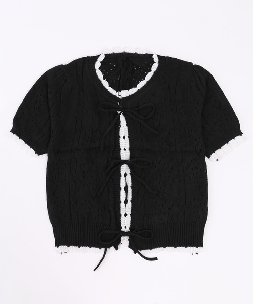 PHILLY（フィリー）の「カギ編みリボン半袖カーディガン（カーディガン/ボレロ・レディース・ホワイト/ブラック/グリーン・FREE）」の20枚目の写真