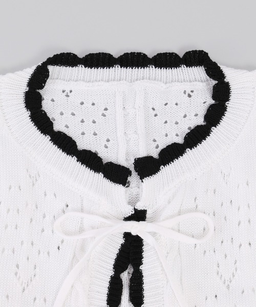 PHILLY（フィリー）の「カギ編みリボン半袖カーディガン（カーディガン/ボレロ・レディース・ホワイト/ブラック/グリーン・FREE）」の22枚目の写真