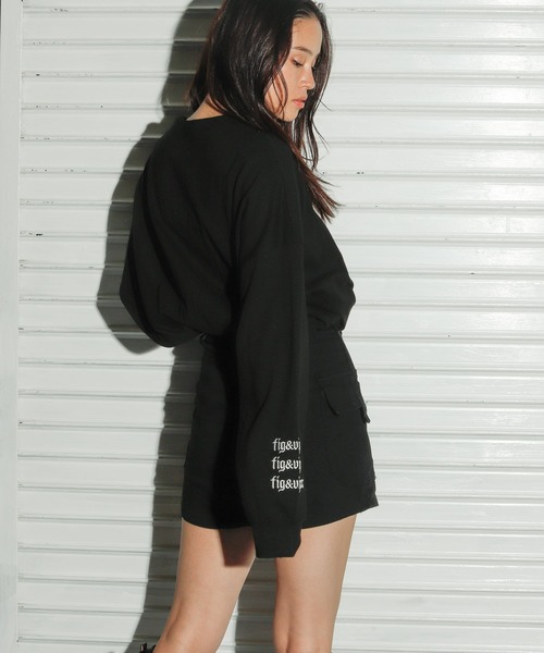 セール】オーバーサイズロゴ刺繍ロンT（Tシャツ/カットソー