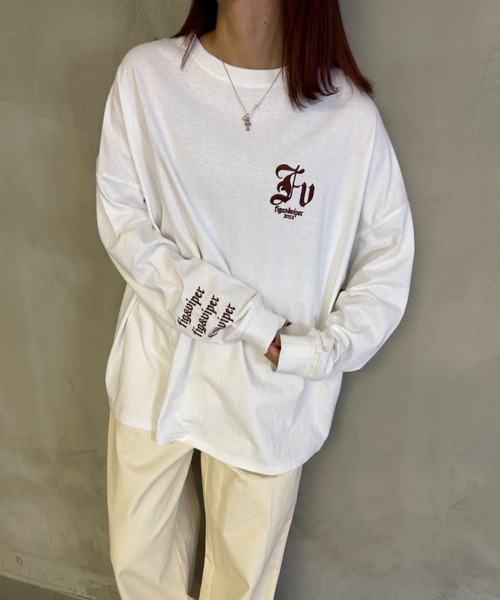 セール】オーバーサイズロゴ刺繍ロンT（Tシャツ/カットソー