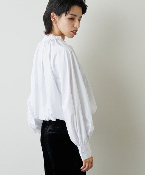 【完売商品】ウィムガゼット　半袖ギャザーシャツ ネックギャザーシャツ | Whim Gazette(ウィム ガゼット)レディース