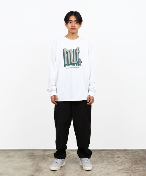 HUF（ハフ）の「BOOKEND LS TEE / HUF ロングスリーブTシャツ（Tシャツ/カットソー・メンズ・ホワイト/ブラック・SMALL/MEDIUM/LARGE/X-LARGE/XX-LARGE）」の7枚目の写真