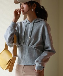 ハイウエスト切り替えガーリーポンチパーカー