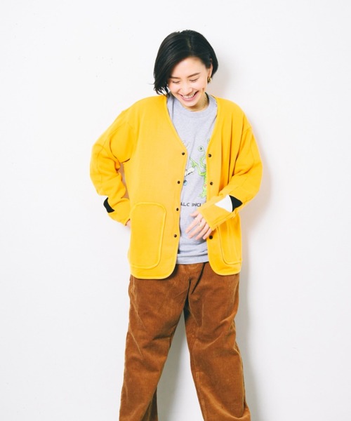 AlexanderLeeChang(アレキサンダーリーチャン)の「AlexanderLeeChang/アレキサンダーリーチャン BLC SWET SANKAKU CARDIGAN(カーディガン/ボレロ・メンズ・マスタード/ブラック/グレー・X-LARGE/MEDIUM/LARGE)」の3枚目の写真