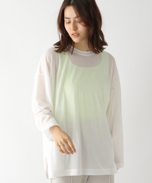 LEPSIM(レプシィム)の「シアーユルトップス 299616(Tシャツ/カットソー・レディース・ブラック/オフホワイト/ライトパープル・FREE)」の2枚目の写真