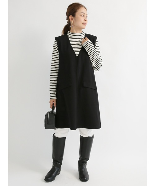 Lugnoncure（ルノンキュール）の「ポンチワンピース（ワンピース・レディース・ブラック/オフホワイト・ﾌﾘ-）」の2枚目の写真