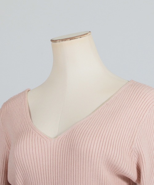 Julia Boutique(ジュリアブティック)の「ミディアム丈・バルーンスリーブタイトニットワンピース/22547(ワンピース・レディース・ブラック/ベージュ/オフホワイト/ピンク/モカ/ピンク系・MEDIUM)」の15枚目の写真