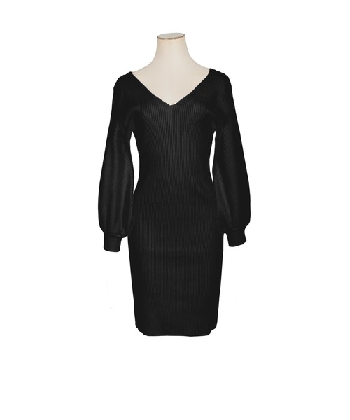 Julia Boutique(ジュリアブティック)の「ミディアム丈・バルーンスリーブタイトニットワンピース/22547(ワンピース・レディース・ブラック/ベージュ/オフホワイト/ピンク/モカ/ピンク系・MEDIUM)」の22枚目の写真