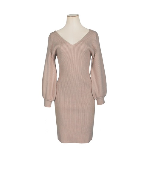 Julia Boutique(ジュリアブティック)の「ミディアム丈・バルーンスリーブタイトニットワンピース/22547(ワンピース・レディース・ブラック/ベージュ/オフホワイト/ピンク/モカ/ピンク系・MEDIUM)」の19枚目の写真