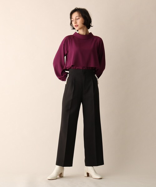 OPAQUE.CLIP（オペークドットクリップ）の「◆フェイクパール釦ストレートパンツ（その他パンツ・レディース・ブラック/オフホワイト/ブルー・38/36）」の15枚目の写真