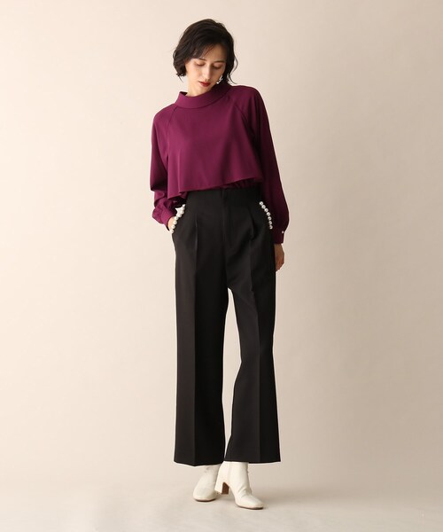 OPAQUE.CLIP（オペークドットクリップ）の「◆フェイクパール釦ストレートパンツ（その他パンツ・レディース・ブラック/オフホワイト/ブルー・38/36）」の16枚目の写真