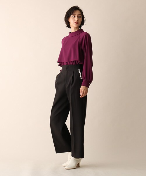 OPAQUE.CLIP（オペークドットクリップ）の「◆フェイクパール釦ストレートパンツ（その他パンツ・レディース・ブラック/オフホワイト/ブルー・38/36）」の17枚目の写真