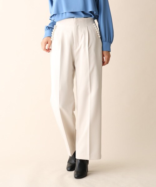 OPAQUE.CLIP（オペークドットクリップ）の「◆フェイクパール釦ストレートパンツ（その他パンツ・レディース・ブラック/オフホワイト/ブルー・38/36）」の18枚目の写真