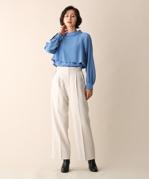 OPAQUE.CLIP（オペークドットクリップ）の「◆フェイクパール釦ストレートパンツ（その他パンツ・レディース・ブラック/オフホワイト/ブルー・38/36）」の22枚目の写真