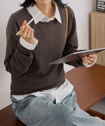 カシミヤタッチクルーネックニット