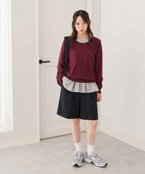 CHAN ME(チャンミ)の「カシミヤタッチクルーネックニット(ニット/セーター・レディース・ベージュ/チャコール/コーラル/レッド/アイボリー/ブラック/ブルー/ホワイト×ブラック/オレンジ/グレー/グリーン/ホワイト系その他/ホワイト/ラベンダー・X-LARGE/MEDIUM/LARGE)」の15枚目の写真