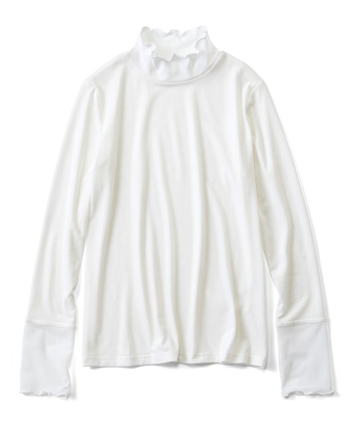 Live in comfort（リブインコンフォート）の「リブ　イン　コンフォート　華やぎも目隠しも同時にかなえる！　やわらかチュール遣いのインナートップス（Tシャツ/カットソー・レディース・オフホワイト/ブラック/ライトグレー・LARGE/X-LARGE/MEDIUM/XX-LARGE/XXX-LARGE/SMALL）」の2枚目の写真