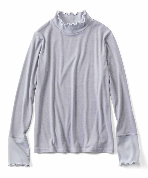 Live in comfort（リブインコンフォート）の「リブ　イン　コンフォート　華やぎも目隠しも同時にかなえる！　やわらかチュール遣いのインナートップス（Tシャツ/カットソー・レディース・オフホワイト/ブラック/ライトグレー・LARGE/X-LARGE/MEDIUM/XX-LARGE/XXX-LARGE/SMALL）」の9枚目の写真