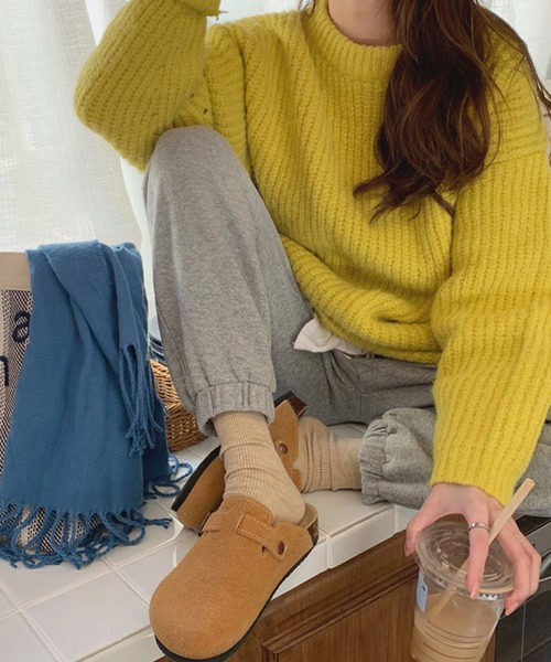 VitaFelice（ヴィータフェリーチェ）の「ざっくり編みボリュームカラーニット（ニット/セーター・レディース・イエロー/ブルー・FREE）」の2枚目の写真