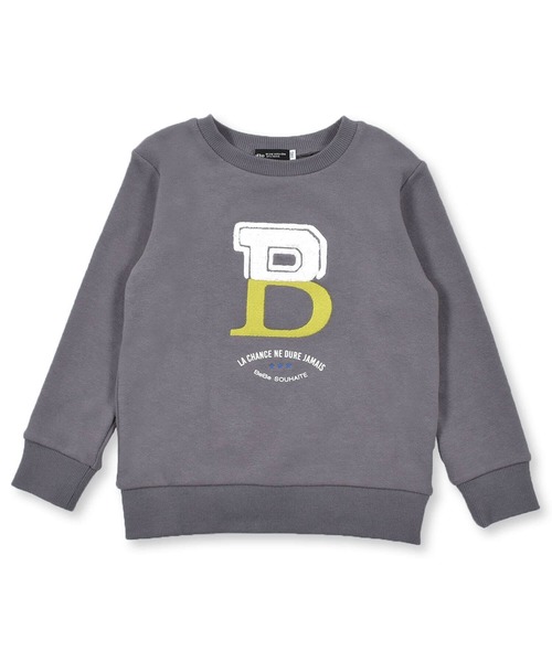 BeBe（ベベ）の「BeBe/マシュマロ裏毛ロゴ刺繍トレーナー(90~150cm)（スウェット・キッズ・グレー/オフホワイト・150/90/110/130/140/120/100）」の2枚目の写真