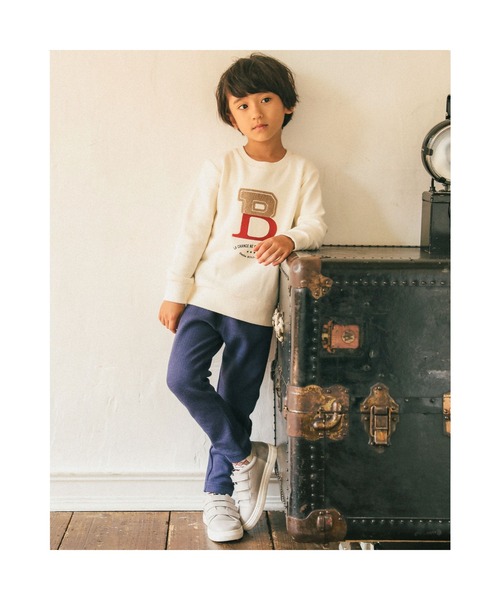 BeBe（ベベ）の「BeBe/マシュマロ裏毛ロゴ刺繍トレーナー(90~150cm)（スウェット・キッズ・グレー/オフホワイト・150/90/110/130/140/120/100）」の19枚目の写真