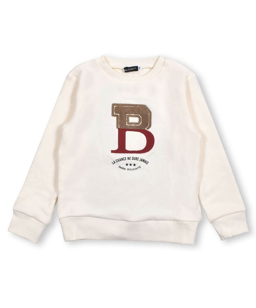 BeBe（ベベ）の「BeBe/マシュマロ裏毛ロゴ刺繍トレーナー(90~150cm)（スウェット・キッズ・グレー/オフホワイト・150/90/110/130/140/120/100）」の11枚目の写真