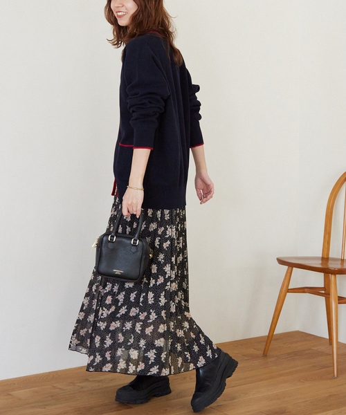JOURNAL STANDARD relume(ジャーナルスタンダード レリューム)の「ドットフラワープリントプリーツスカート(スカート・レディース・ブラック/ネイビー・FREE)」の12枚目の写真