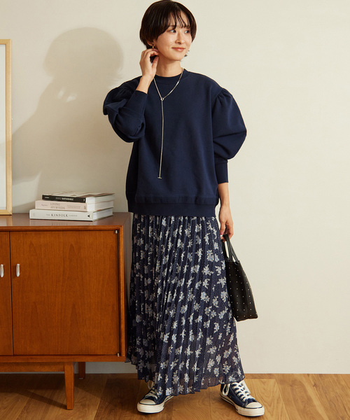 JOURNAL STANDARD relume(ジャーナルスタンダード レリューム)の「ドットフラワープリントプリーツスカート(スカート・レディース・ブラック/ネイビー・FREE)」の13枚目の写真